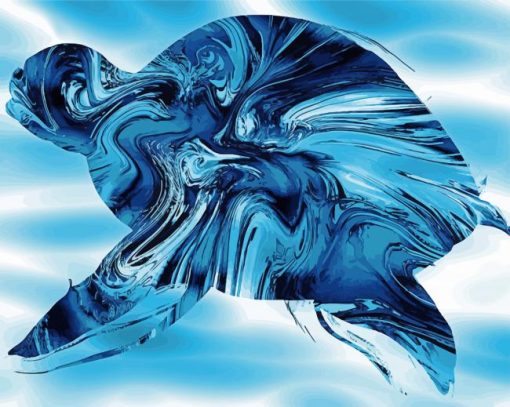 Abstract Blue Turtle paint by numbers