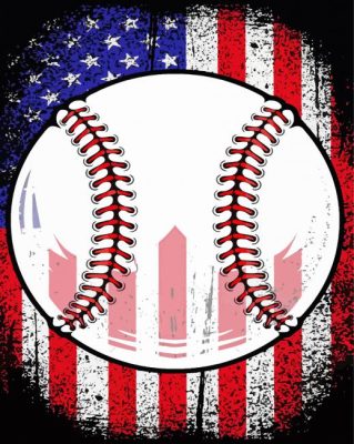 American Flag Baseball Art paint by numbers