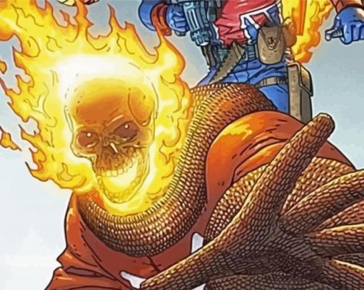 Blazing Skull Marvel Character paint by numbers