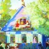 Blue House By Boris Kustodiev paint by numbers