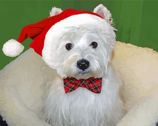 Christmas Westie Terrier paint by numbers
