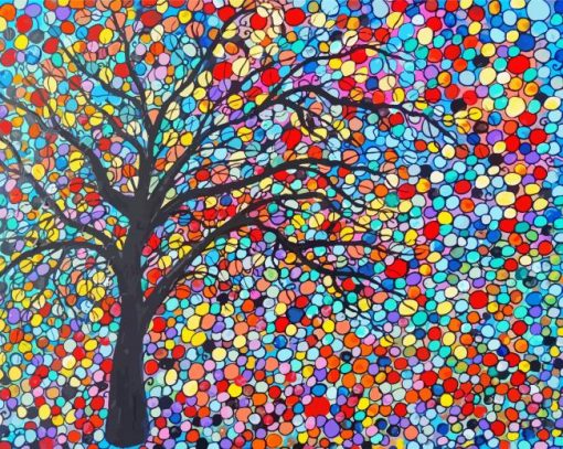 Colorful Mosaic Tree paint by numbers