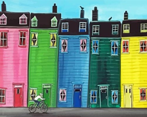 Colorful Houses paint by numbers