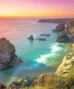 Cornish Sunset Landscape paint by numbers