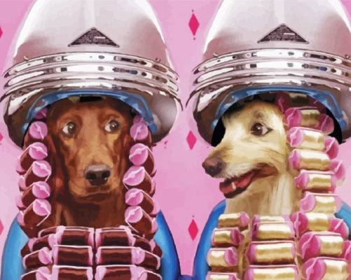 Dogs Under Hair Dryer paint by numbers