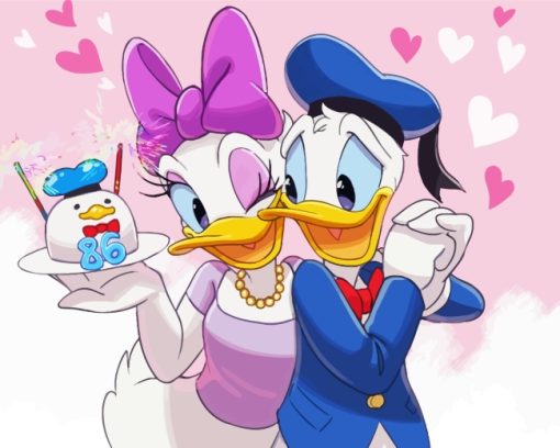Donald Duck And Daisy Art paint by numbers