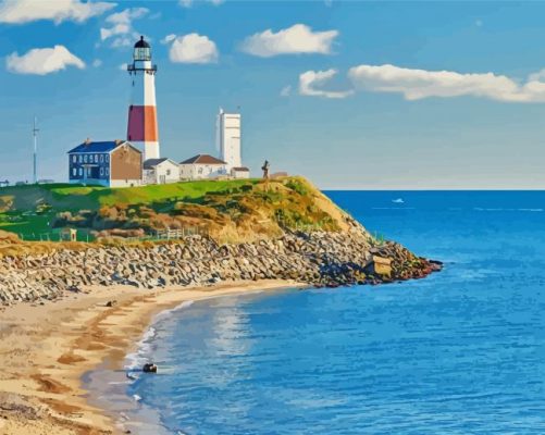 East Coast USA Lighthouse Beach paint by numbers