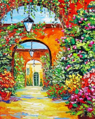 Floral Garden Arches Art paint by numbers