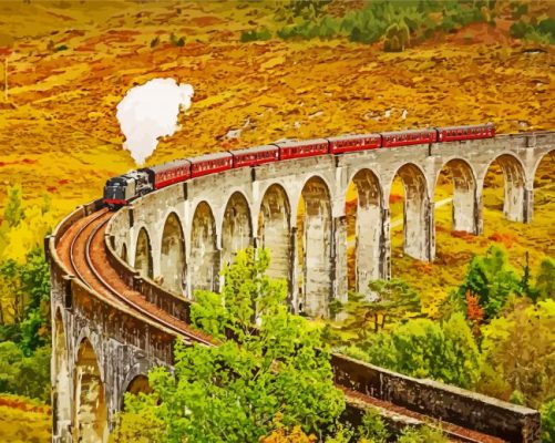 Glenfinnan Viaduct Train paint by numbers