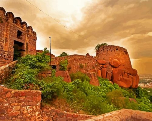 Golconda Fort Hyderabad India paint by numbers