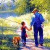 Grandfather And Son Fishing paint by numbers