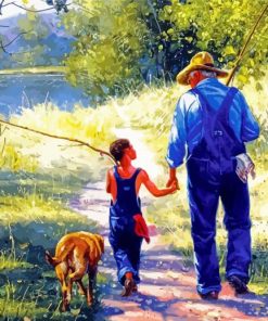 Grandfather And Son Fishing paint by numbers