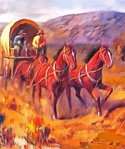 Horse Covered Wagon Art paint by numbers
