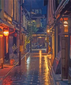 Kyoto Rainy Street Scenes Paint By Number