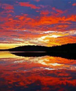 Leech Lake At Sunset Reflection paint by numbers