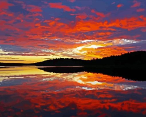 Leech Lake At Sunset Reflection paint by numbers