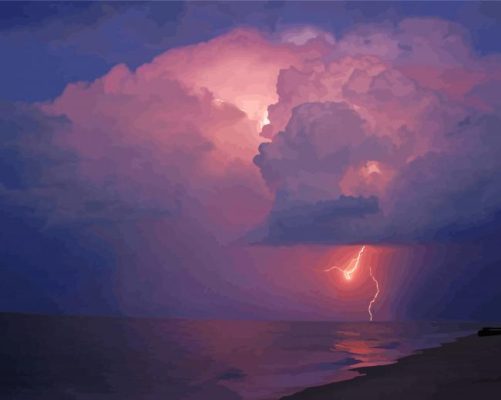 Lightning Over The Ocean paint by numbers