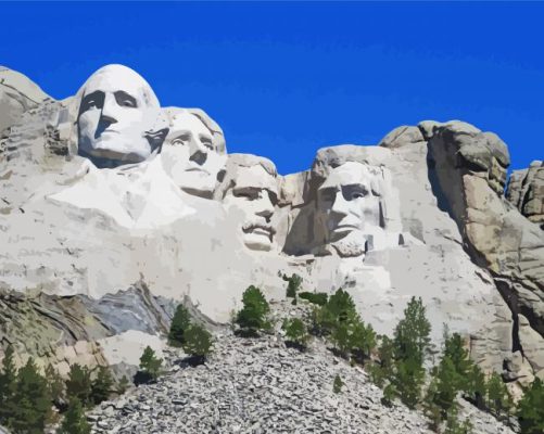 North Dakota Mount Rushmore paint by numbers