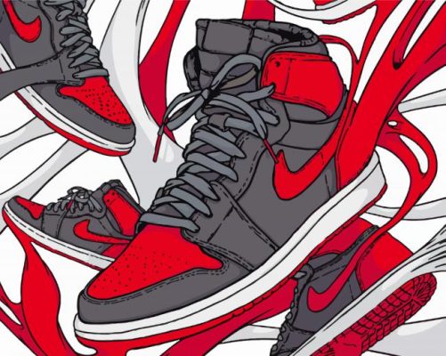 Red Black Jordan 1 paint by numbers