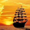 Sunset Ship Silhouette paint by numbers