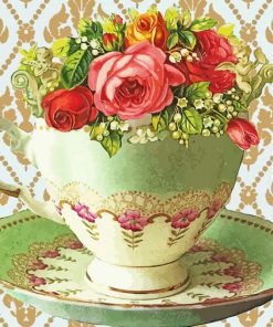 Teacup With Flowers paint by numbers
