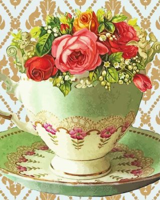 Teacup With Flowers paint by numbers