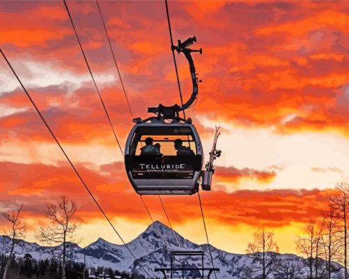 Telluride Mountain Village Gondola paint by numbers