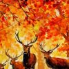 Trees And Deers Art paint by numbers