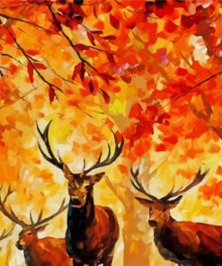 Trees And Deers Art paint by numbers