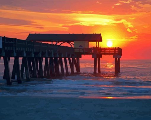 Tybee Beach Pier paint by numbers