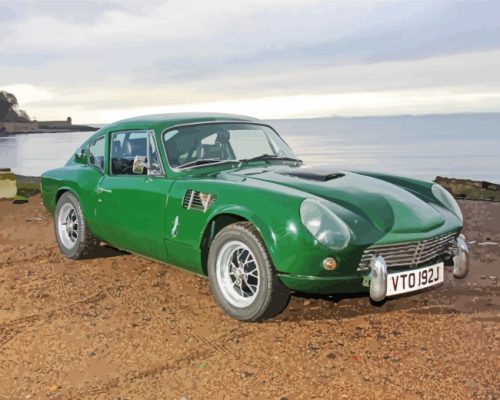 Vintage Green Triumph Spitfire paint by numbers