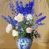 White Blue Flowers Vase paint by numbers