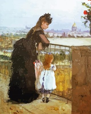 Woman And Child On A Balcony By Berthe Morisot paint by numbers