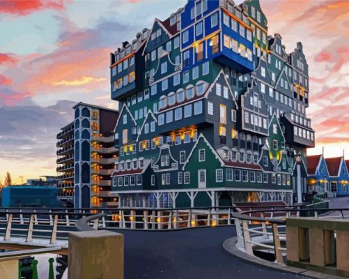 Zaandam Buildings paint by numbers