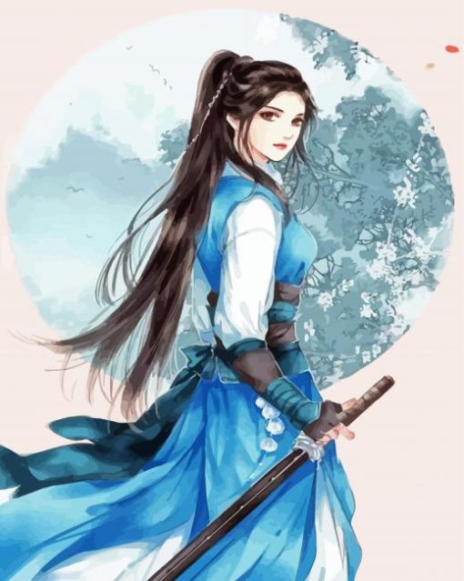 Aesthetic Chinese Girl Illustration paint by numbers