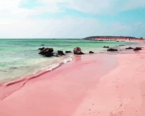 Beach With Pink Sand paint by numbers