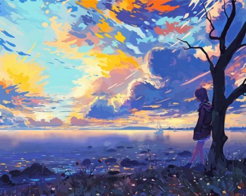 Beautiful Anime Landscape paint by numbers