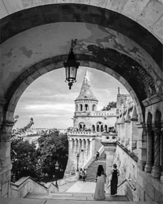 Black And White Budapest Buildings paint by numbers