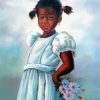 Black Little Girl In White paint by numbers