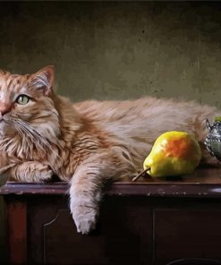 Cat And Still Life Pears paint by numbers