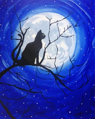 Cat Moon Illustration paint by numbers