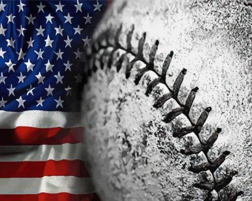 Close Up Baseball American Flag paint by numbers