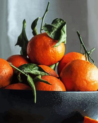 Close Up Bowl Of Oranges Fruit paint by numbers