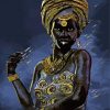 Cool African Woman Black And Gold paint by numbers