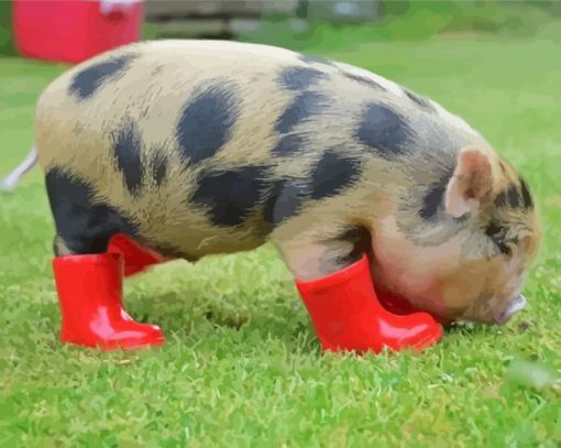 Cute Pig Wearing Boots paint by numbers