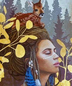 Deer On Girl Head By Sophie Wilkins paint by numbers