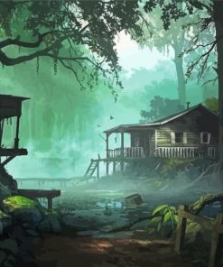 Forest Dark Cottages paint by numbers