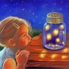 Girl Watching Fireflies paint by numbers