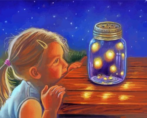 Girl Watching Fireflies paint by numbers