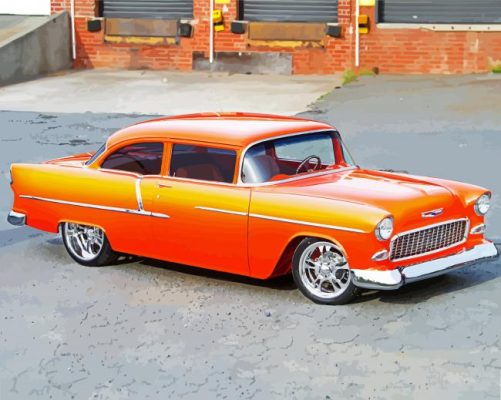 Orange 1955 Chevrolet paint by numbers